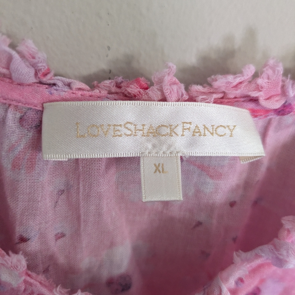 LoveShackFancy Norelli Pink Mini Ruffle Dress Size XL - Picture 6 of 8